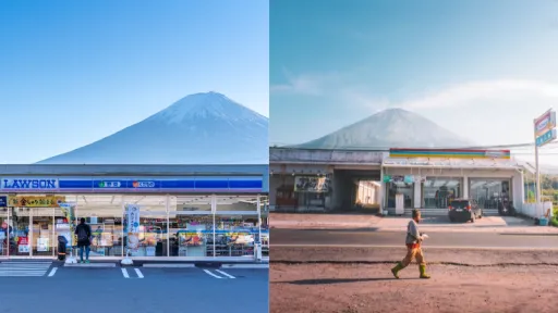 image for article Viral Pemandangan Gunung di Belakang Gerai Minimarket di Jepang dan Thailand. Ternyata di Indonesia Juga Ada!