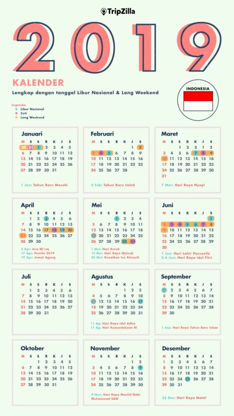 kalender libur nasional 2019 indonesia