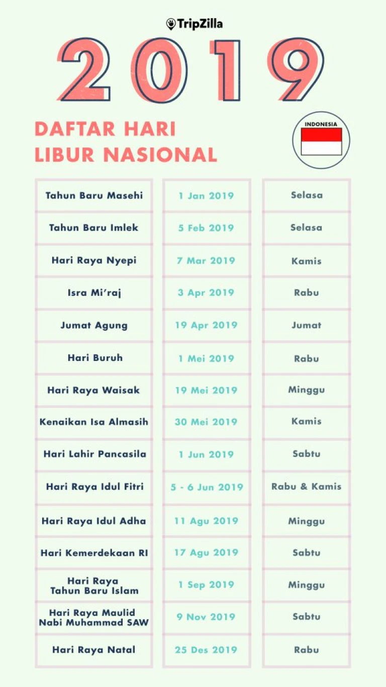libur nasional 2019 indonesia long weekend